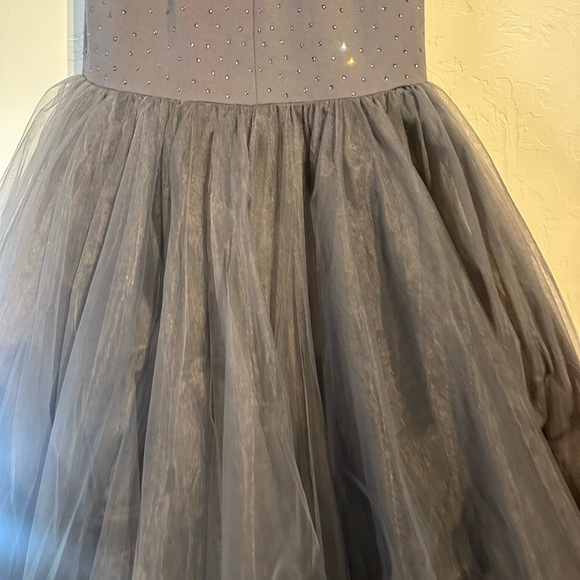Sherri Hill Charcoal Gown with Tulle Skirt - Picture 9 of 15